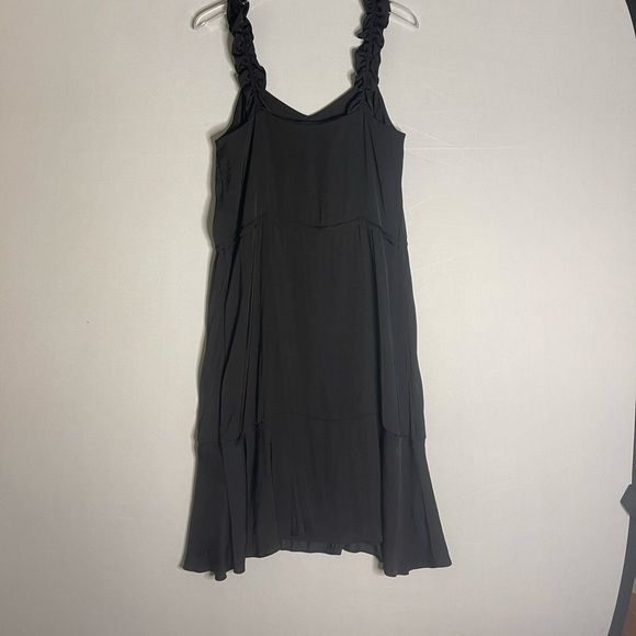 WHO What Wear Little Black Drawstring Waist Dress Gathered Straps Medium - Picture 1 of 9